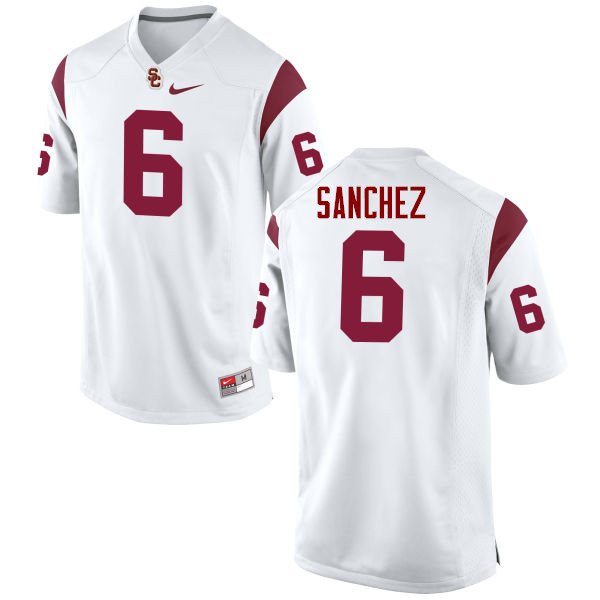 Men #6 Mark Sanchez USC Trojans College Football Jerseys-White